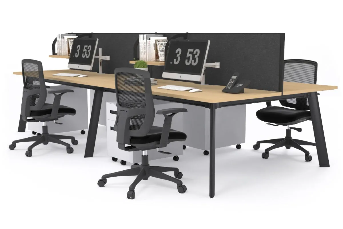 Switch - 4 Person Workstation Black Frame [1800L x 800W with Cable Scallop]