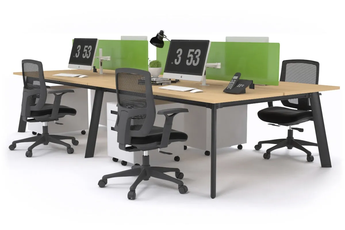 Switch - 4 Person Workstation Black Frame [1800L x 800W with Cable Scallop]