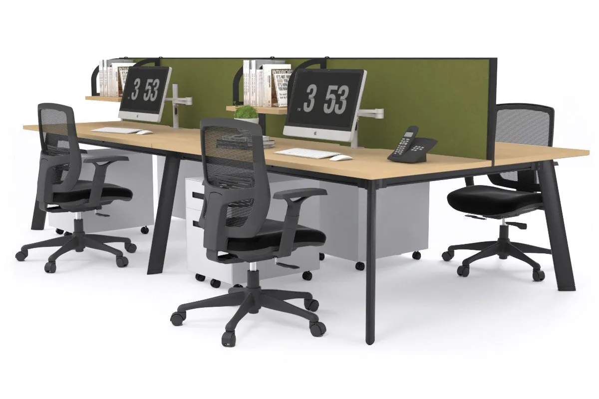 Switch - 4 Person Workstation Black Frame [1800L x 800W with Cable Scallop]