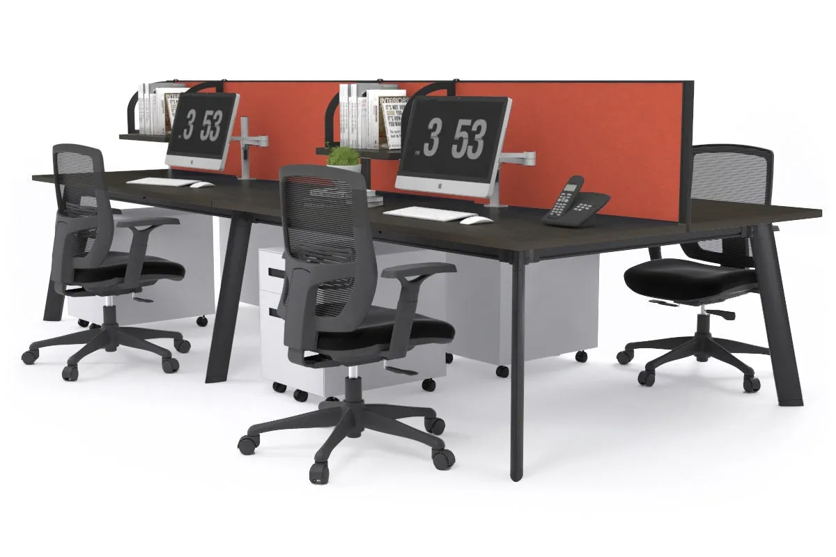 Switch - 4 Person Workstation Black Frame [1800L x 800W with Cable Scallop]