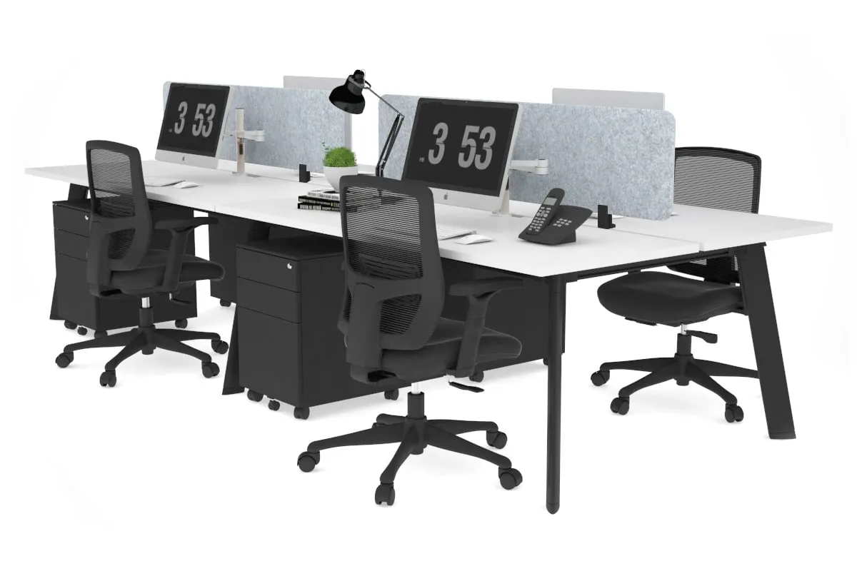 Switch - 4 Person Workstation Black Frame [1800L x 800W with Cable Scallop]