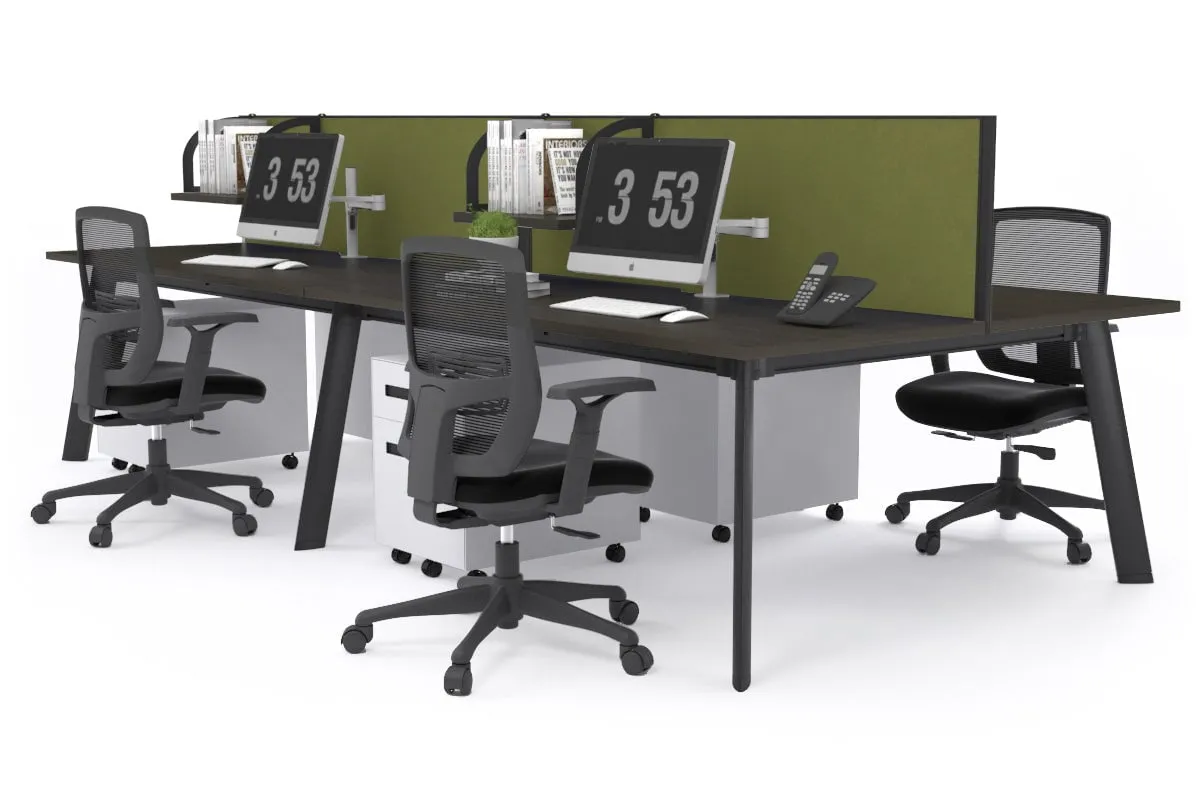 Switch - 4 Person Workstation Black Frame [1800L x 800W with Cable Scallop]