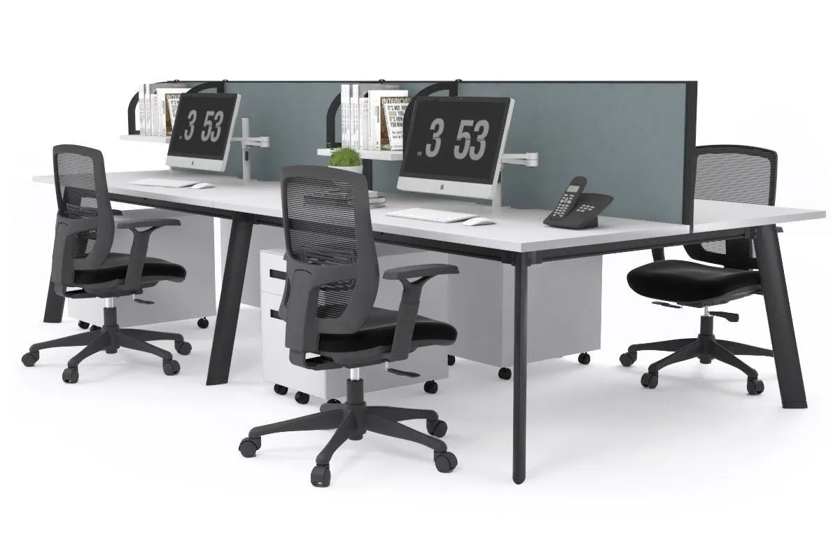 Switch - 4 Person Workstation Black Frame [1800L x 800W with Cable Scallop]