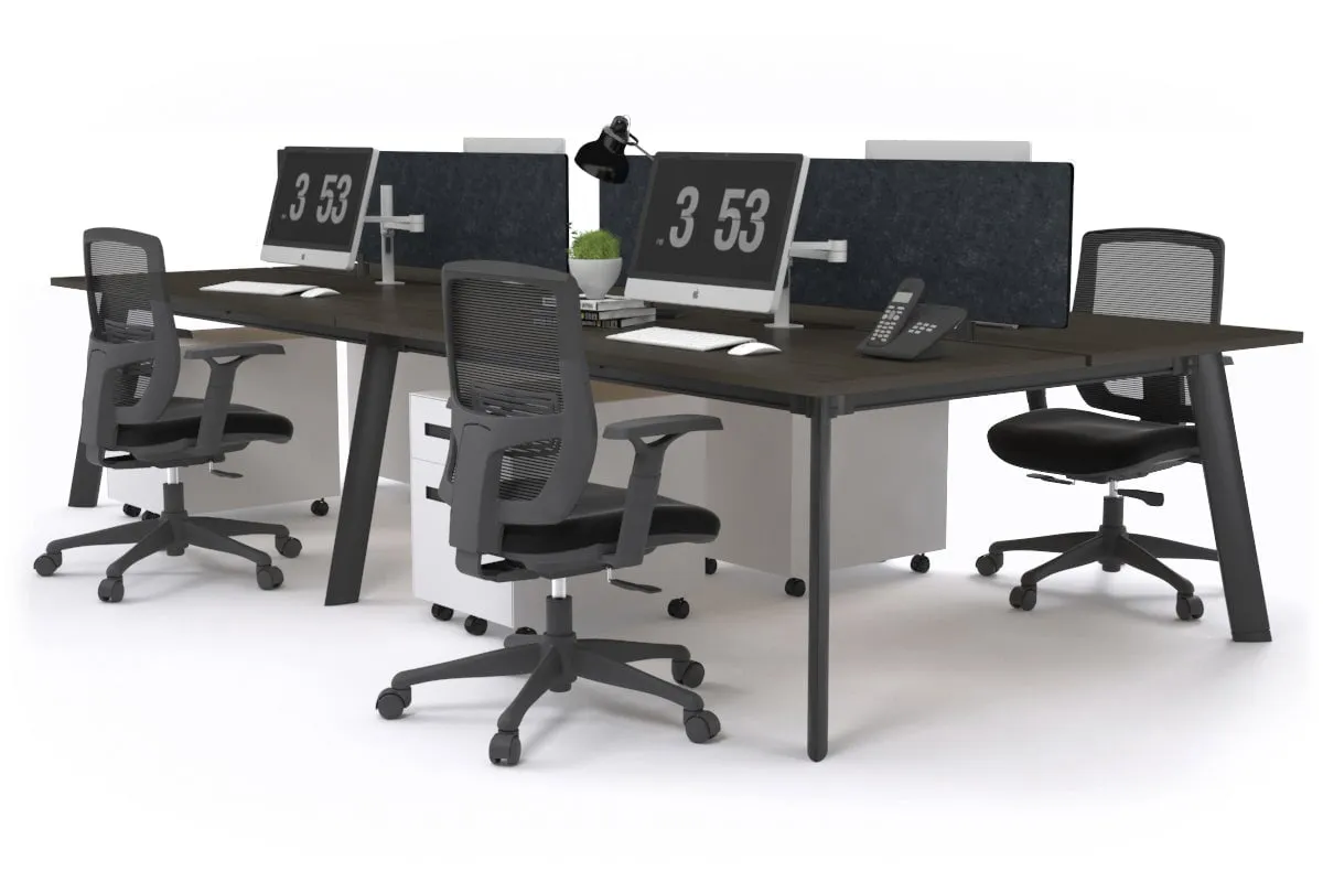 Switch - 4 Person Workstation Black Frame [1800L x 800W with Cable Scallop]