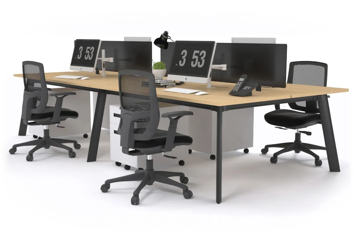 Switch - 4 Person Workstation Black Frame [1800L x 800W with Cable Scallop]