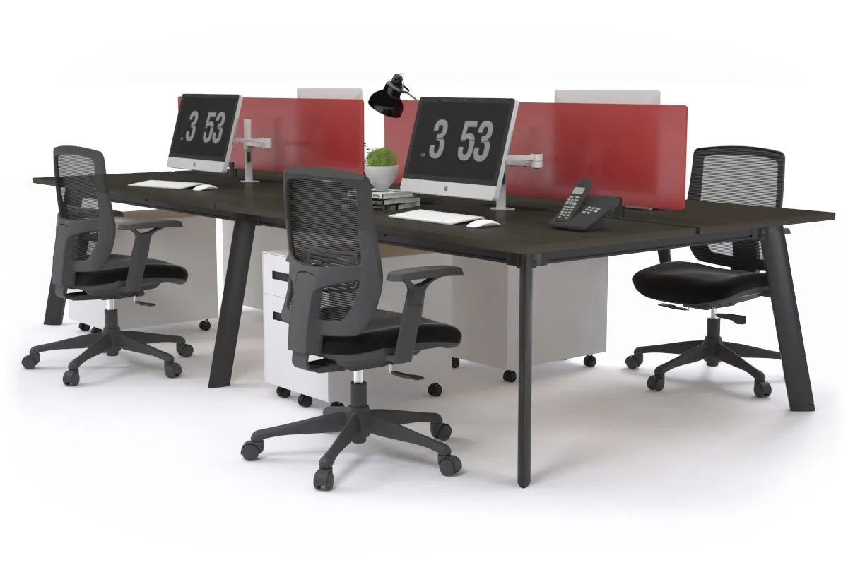 Switch - 4 Person Workstation Black Frame [1800L x 800W with Cable Scallop]