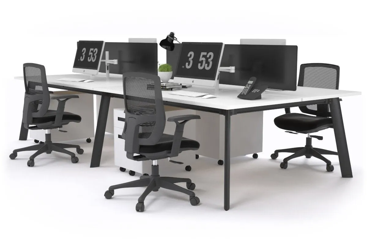 Switch - 4 Person Workstation Black Frame [1800L x 800W with Cable Scallop]