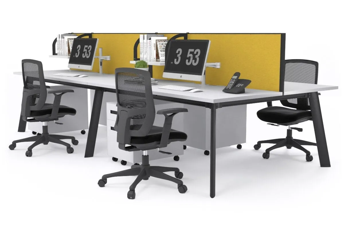 Switch - 4 Person Workstation Black Frame [1800L x 800W with Cable Scallop]