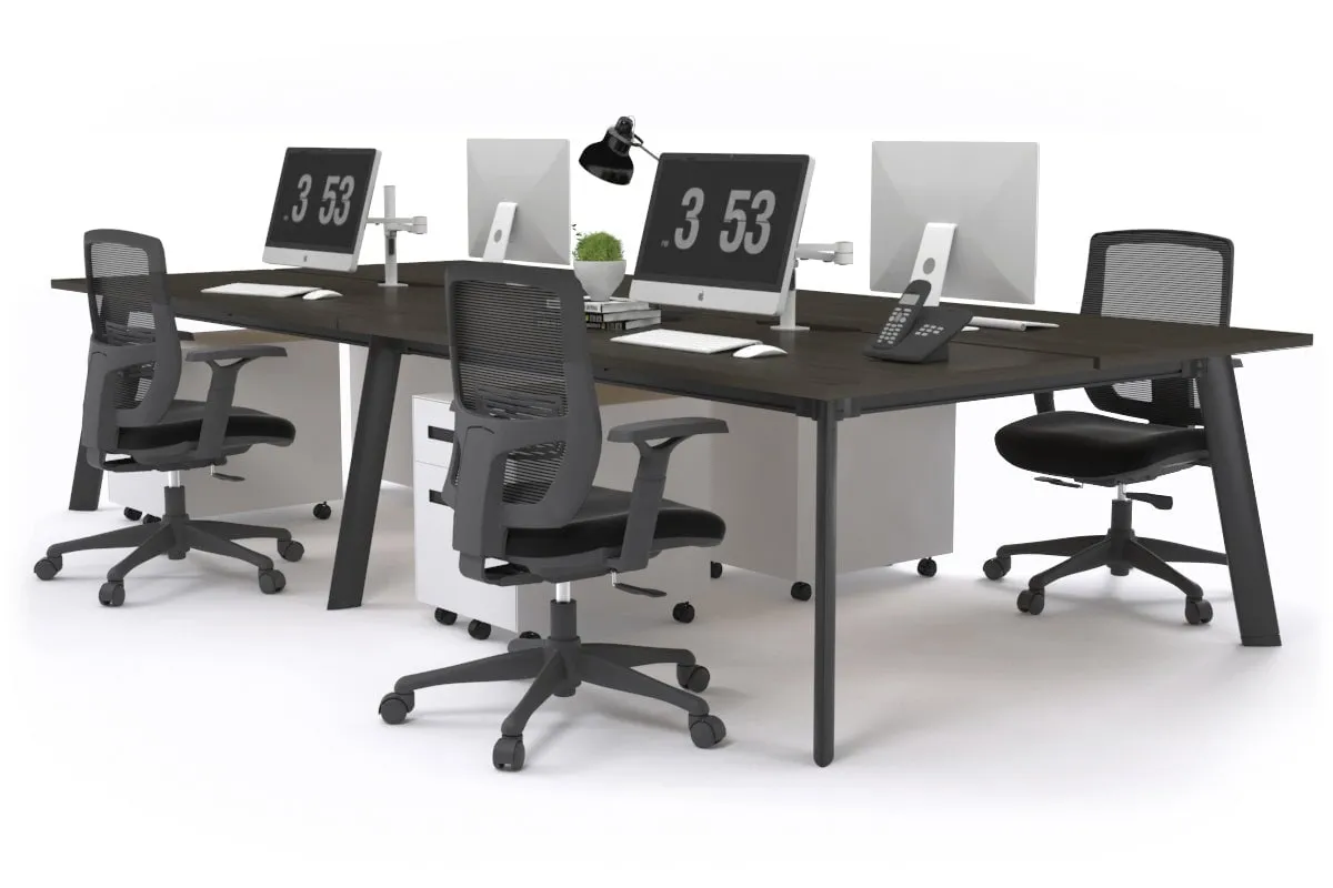 Switch - 4 Person Workstation Black Frame [1800L x 800W with Cable Scallop]