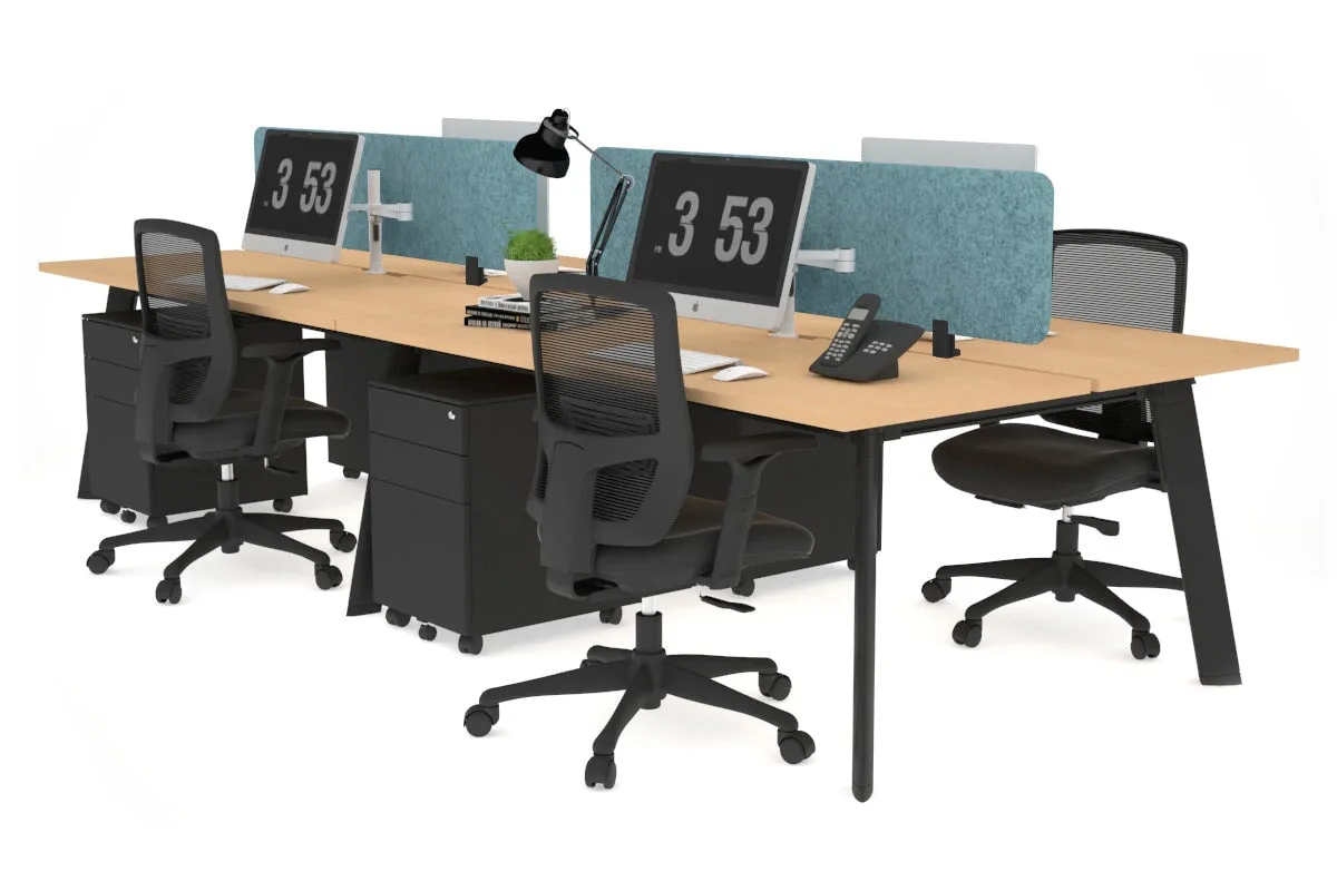 Switch - 4 Person Workstation Black Frame [1800L x 800W with Cable Scallop]