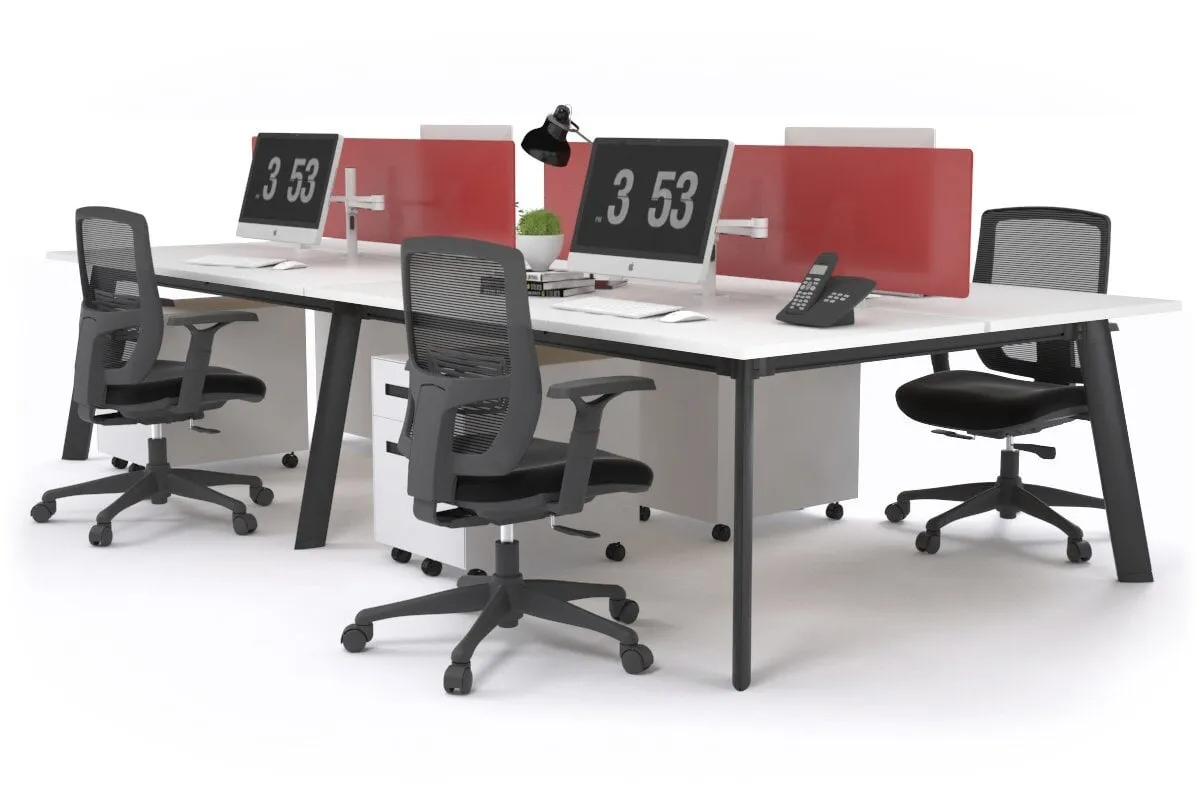Switch - 4 Person Workstation Black Frame [1800L x 800W with Cable Scallop]