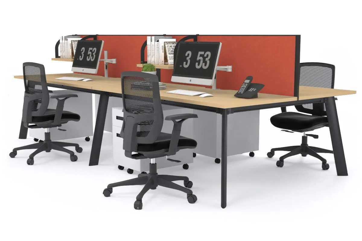 Switch - 4 Person Workstation Black Frame [1800L x 800W with Cable Scallop]