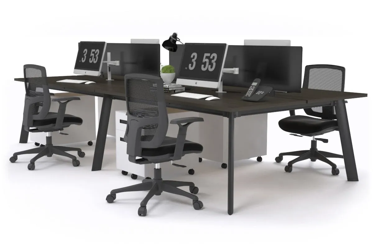 Switch - 4 Person Workstation Black Frame [1800L x 800W with Cable Scallop]