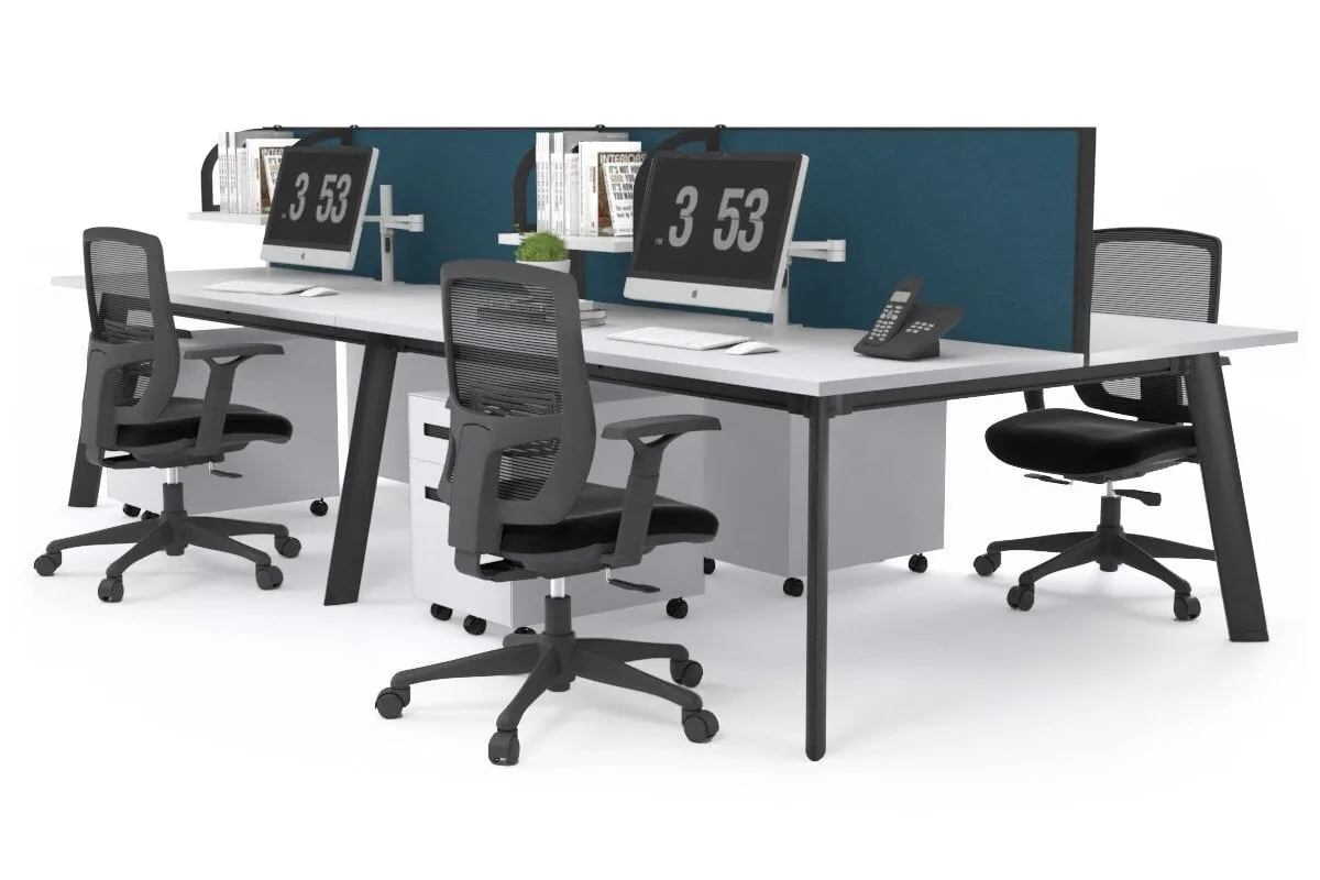 Switch - 4 Person Workstation Black Frame [1800L x 800W with Cable Scallop]