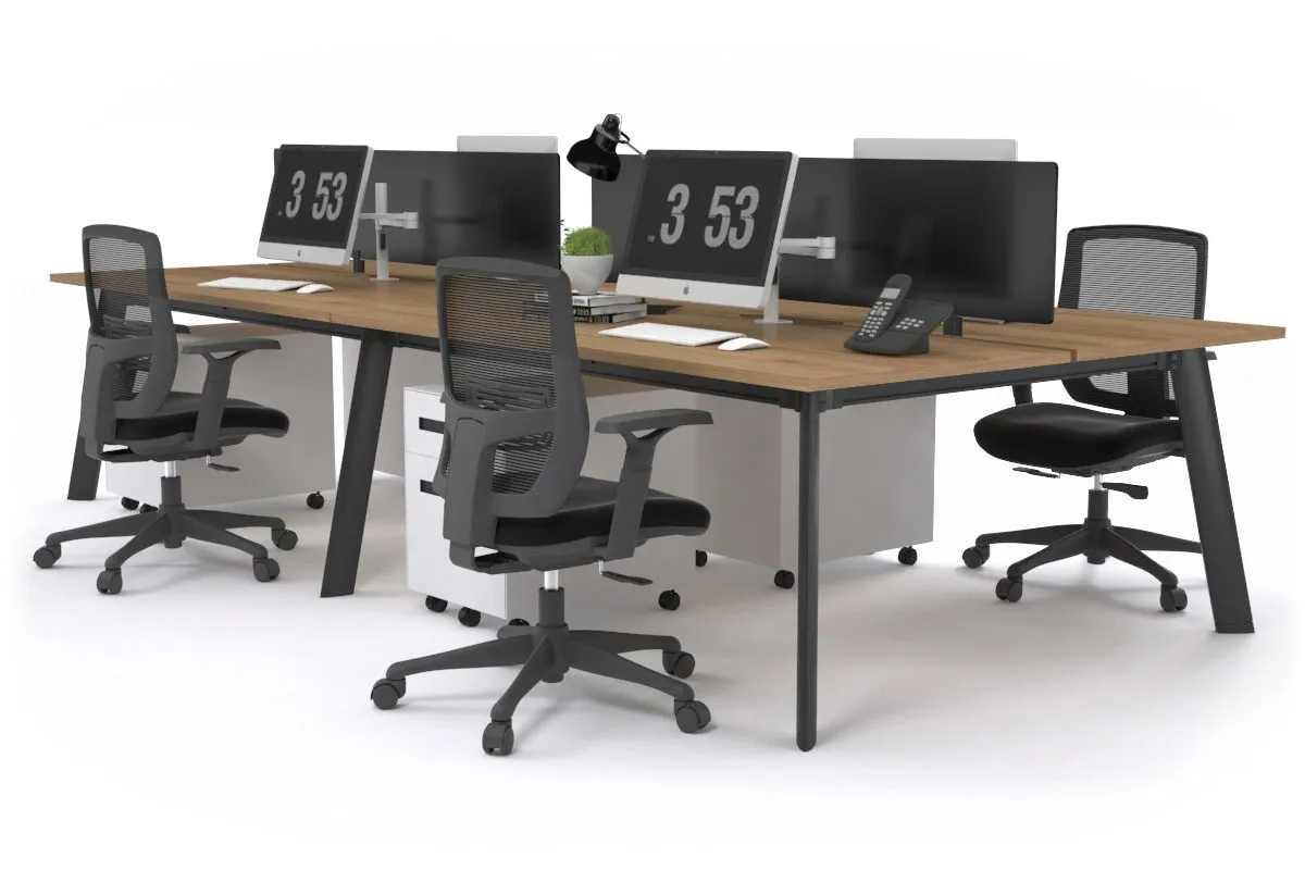 Switch - 4 Person Workstation Black Frame [1800L x 800W with Cable Scallop]