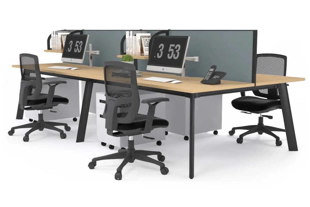Switch - 4 Person Workstation Black Frame [1800L x 800W with Cable Scallop]