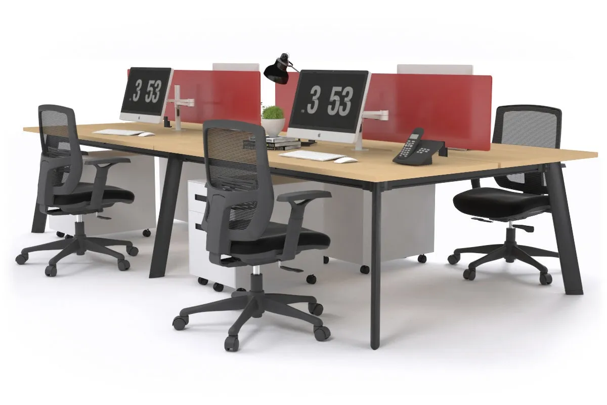Switch - 4 Person Workstation Black Frame [1800L x 800W with Cable Scallop]