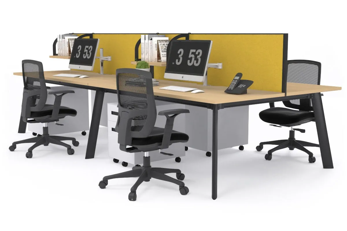 Switch - 4 Person Workstation Black Frame [1800L x 800W with Cable Scallop]