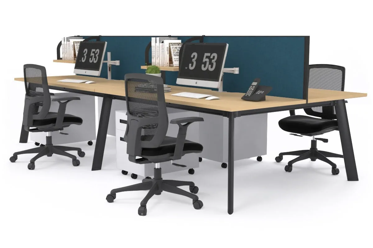 Switch - 4 Person Workstation Black Frame [1800L x 800W with Cable Scallop]