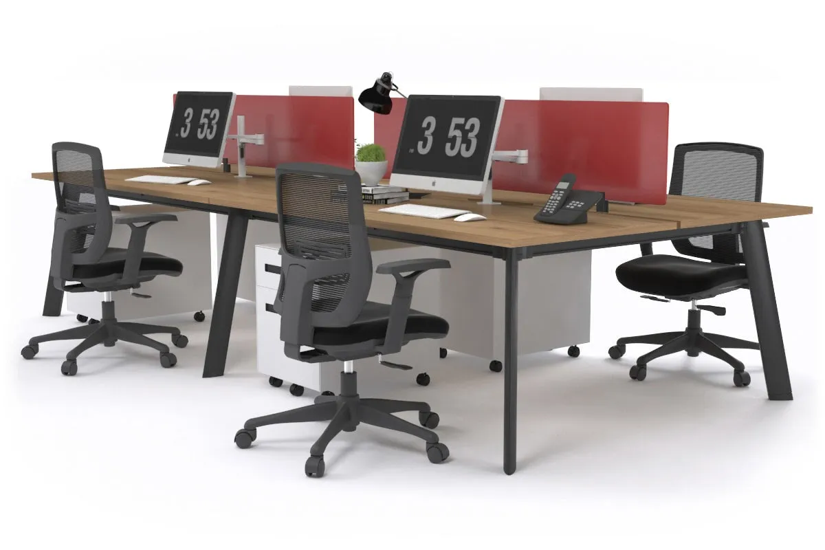 Switch - 4 Person Workstation Black Frame [1800L x 800W with Cable Scallop]