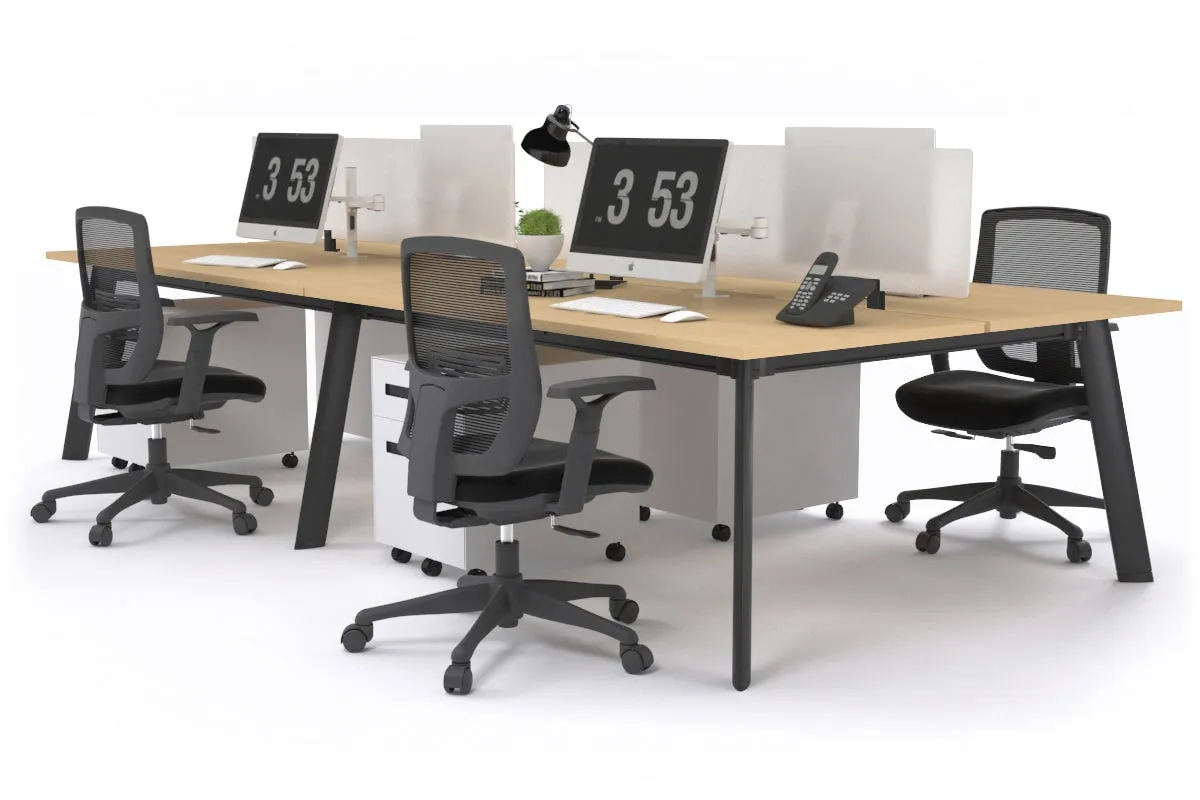 Switch - 4 Person Workstation Black Frame [1800L x 800W with Cable Scallop]