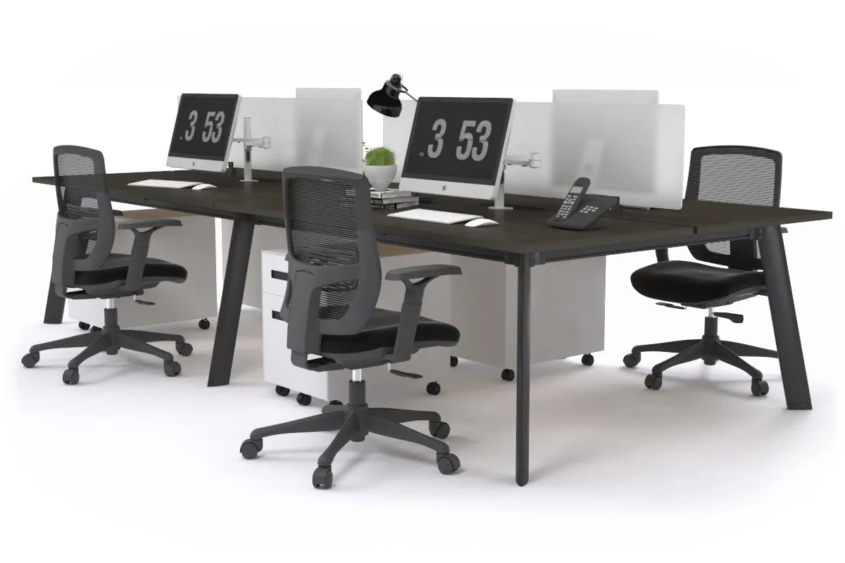 Switch - 4 Person Workstation Black Frame [1800L x 800W with Cable Scallop]