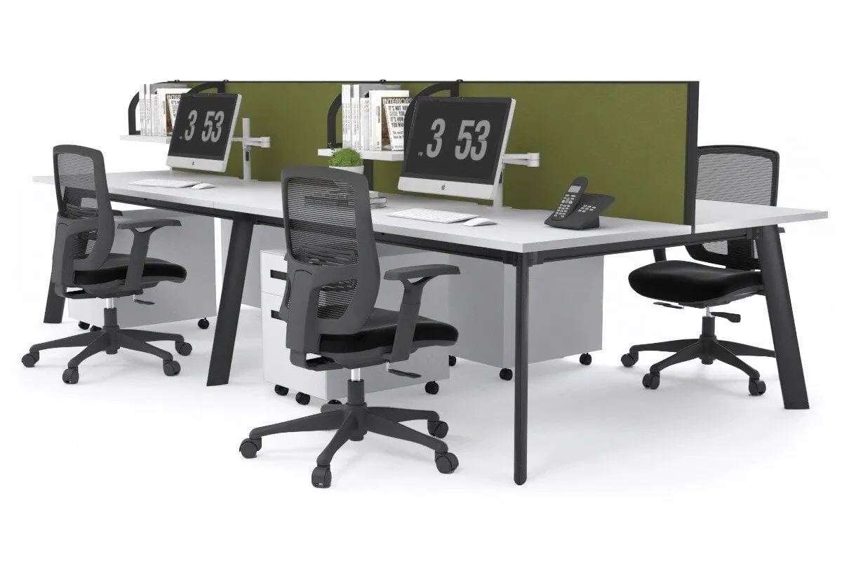 Switch - 4 Person Workstation Black Frame [1800L x 800W with Cable Scallop]