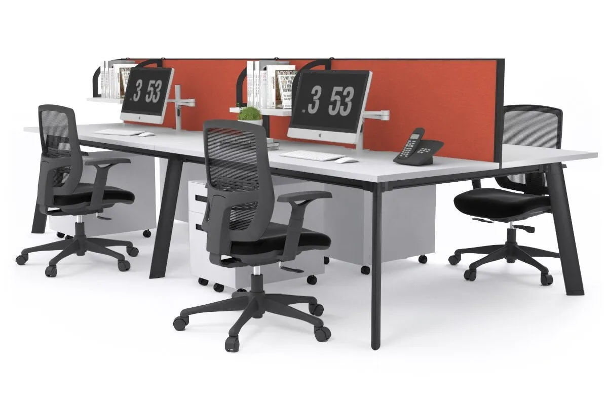 Switch - 4 Person Workstation Black Frame [1800L x 800W with Cable Scallop]
