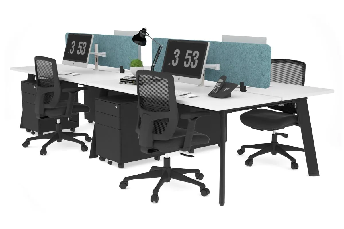 Switch - 4 Person Workstation Black Frame [1800L x 800W with Cable Scallop]