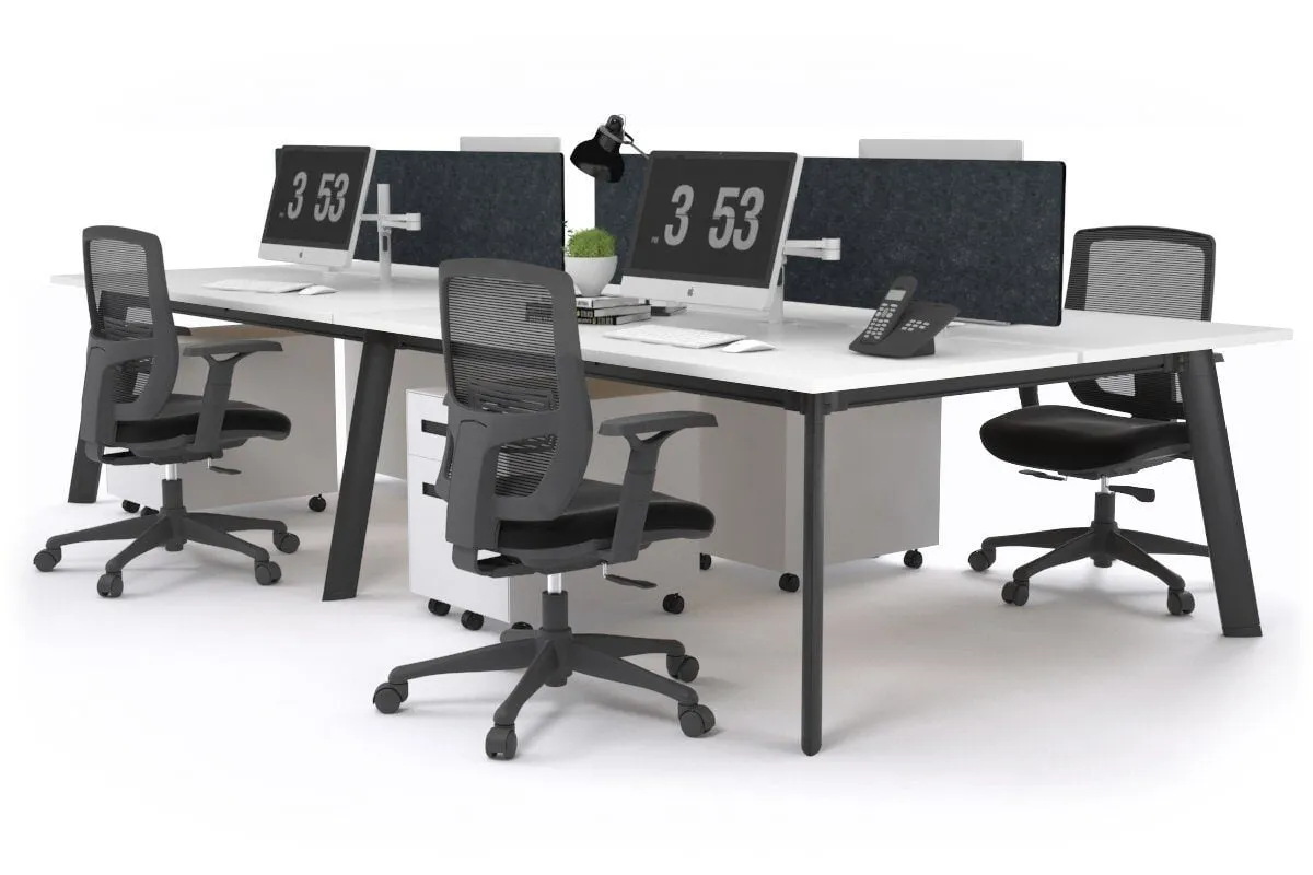 Switch - 4 Person Workstation Black Frame [1800L x 800W with Cable Scallop]