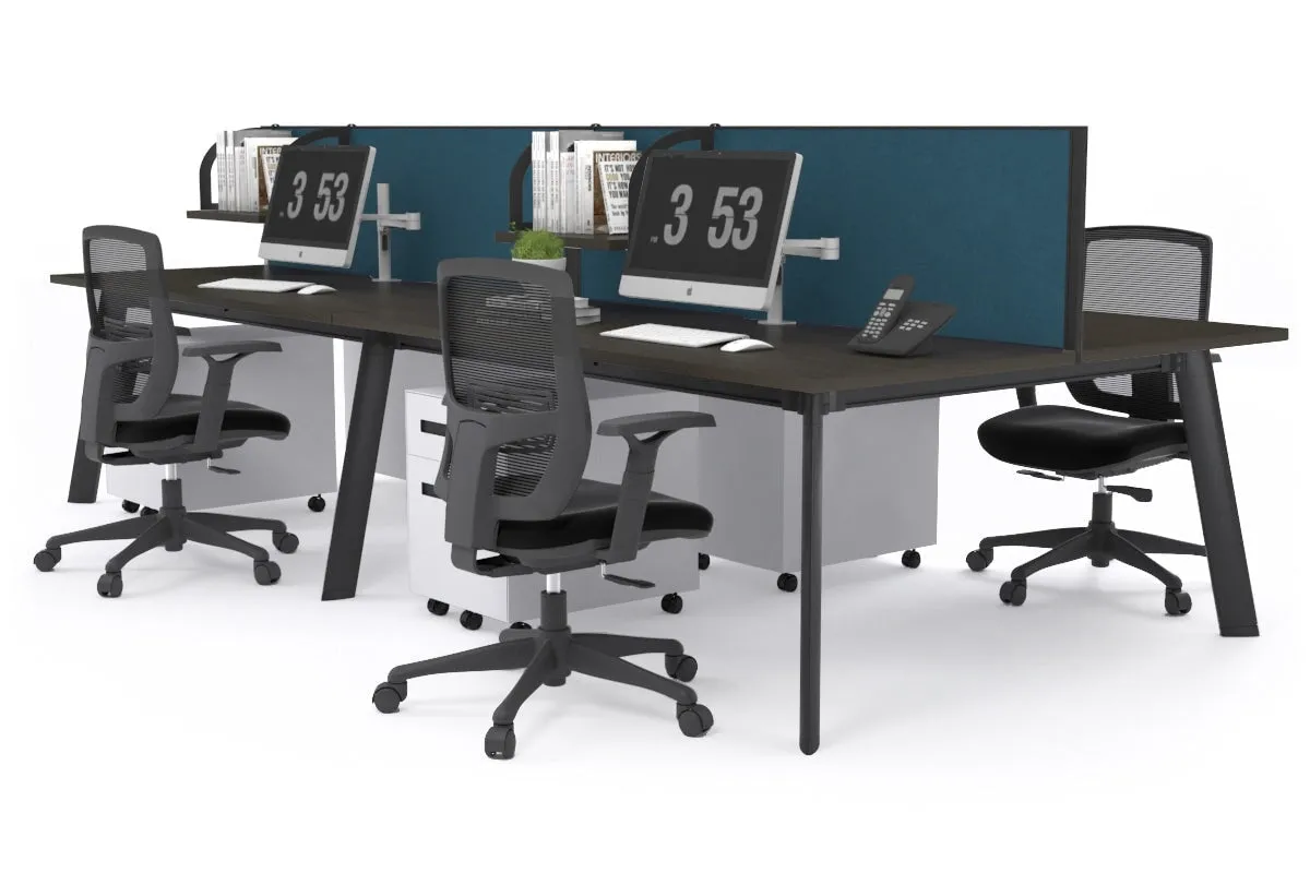 Switch - 4 Person Workstation Black Frame [1800L x 800W with Cable Scallop]