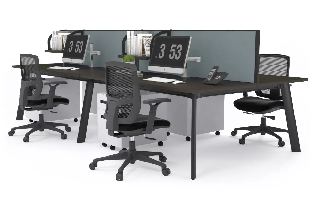 Switch - 4 Person Workstation Black Frame [1800L x 800W with Cable Scallop]