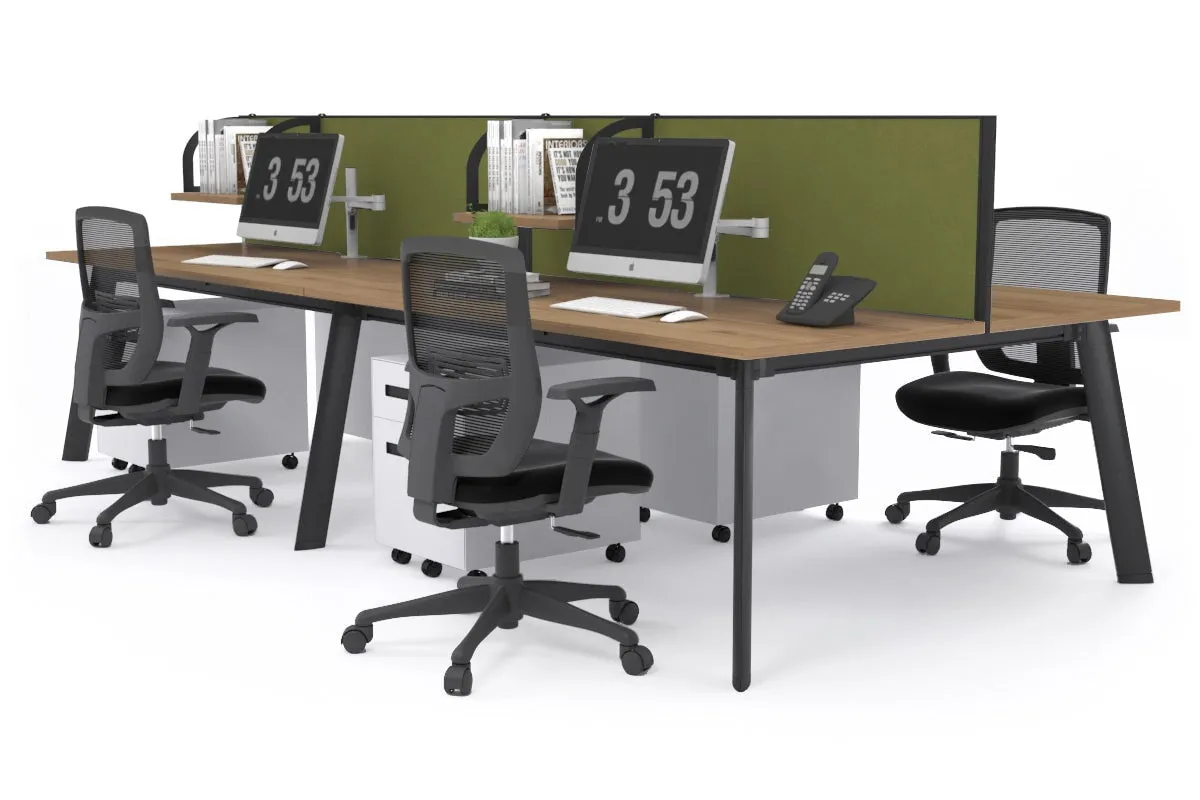 Switch - 4 Person Workstation Black Frame [1800L x 800W with Cable Scallop]