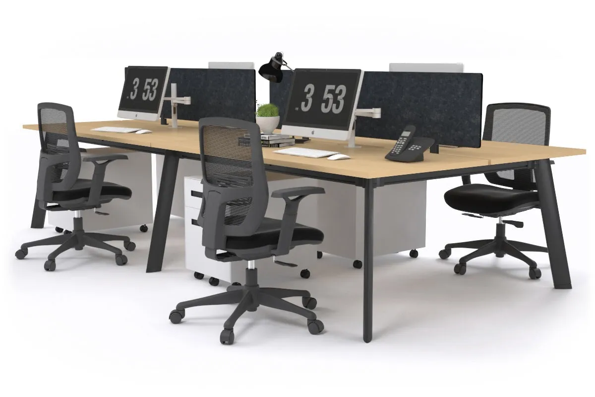 Switch - 4 Person Workstation Black Frame [1800L x 800W with Cable Scallop]