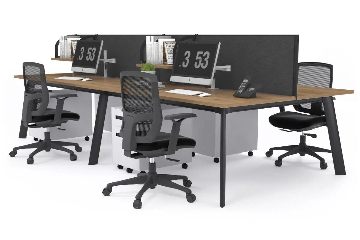 Switch - 4 Person Workstation Black Frame [1800L x 800W with Cable Scallop]