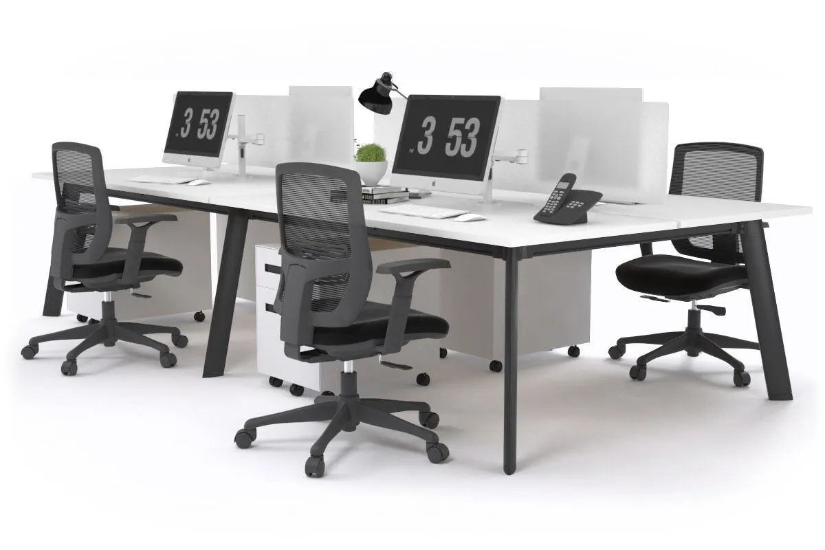 Switch - 4 Person Workstation Black Frame [1800L x 800W with Cable Scallop]