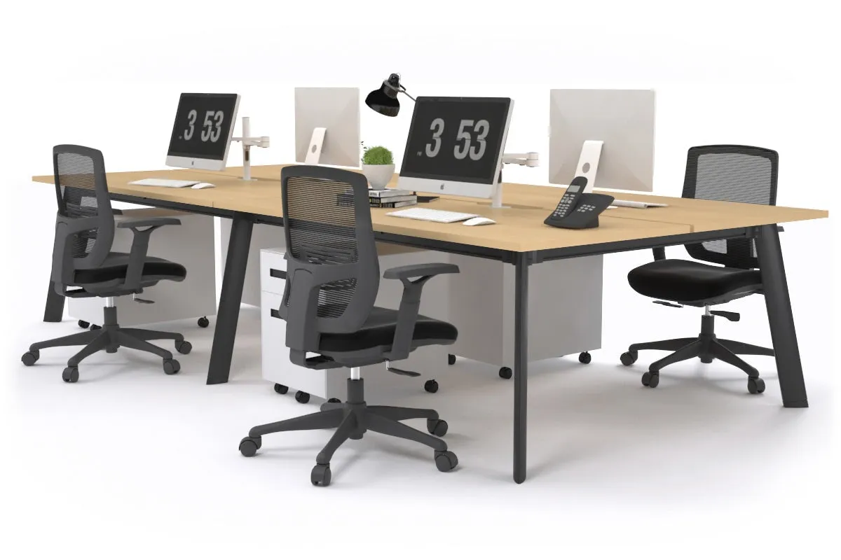 Switch - 4 Person Workstation Black Frame [1800L x 800W with Cable Scallop]