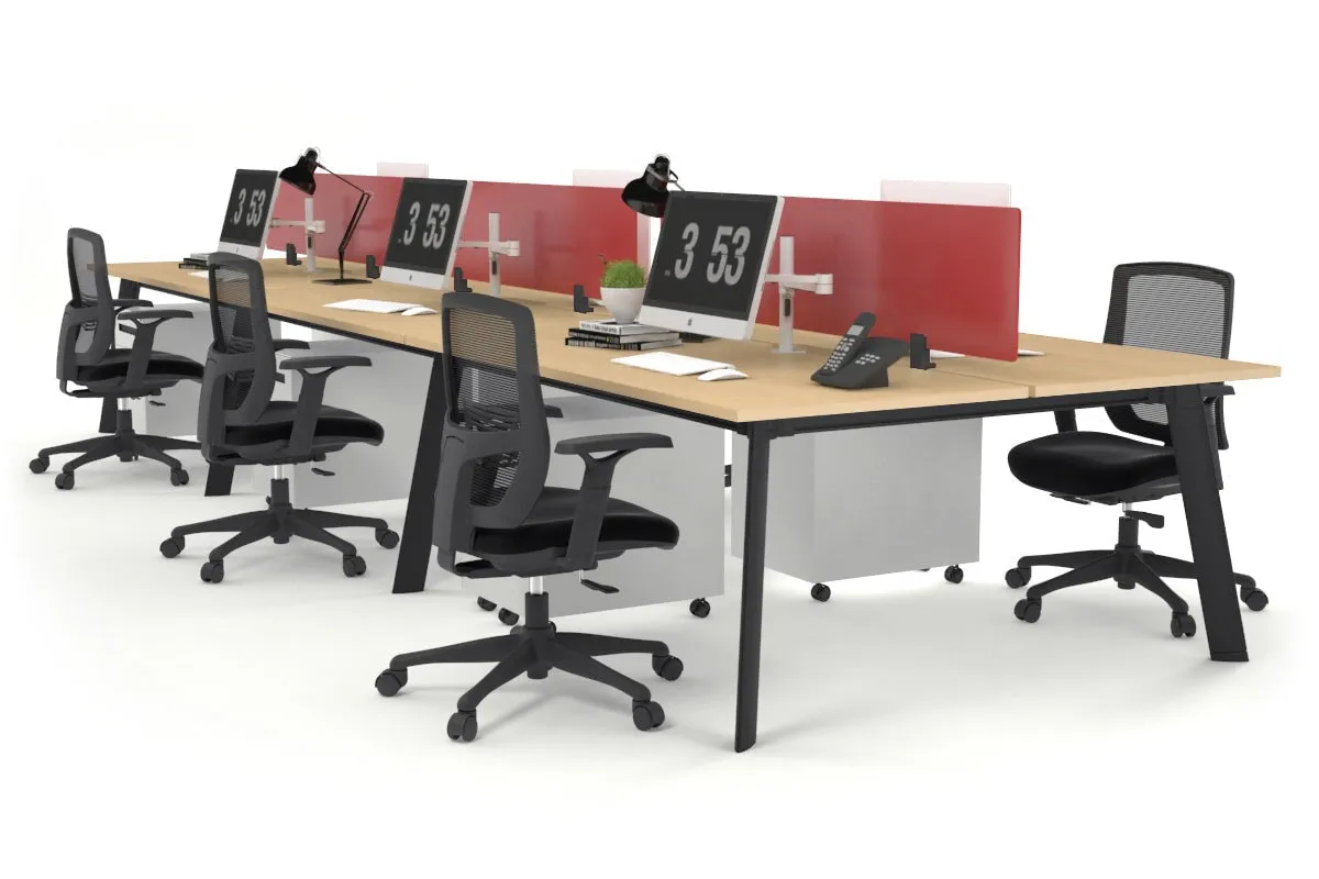 Switch - 6 Person Workstation Black Frame [1200L x 800W with Cable Scallop]