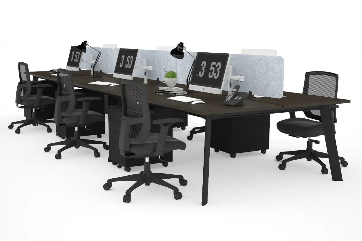 Switch - 6 Person Workstation Black Frame [1200L x 800W with Cable Scallop]