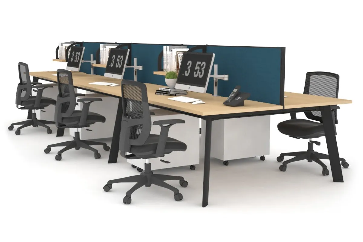 Switch - 6 Person Workstation Black Frame [1200L x 800W with Cable Scallop]