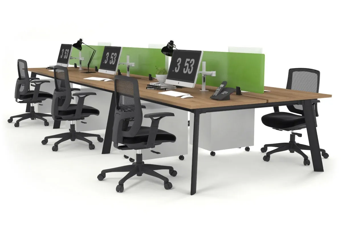 Switch - 6 Person Workstation Black Frame [1200L x 800W with Cable Scallop]