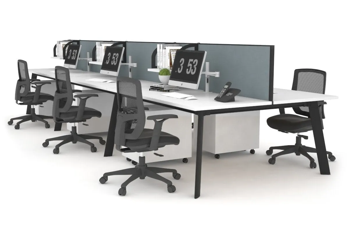 Switch - 6 Person Workstation Black Frame [1200L x 800W with Cable Scallop]
