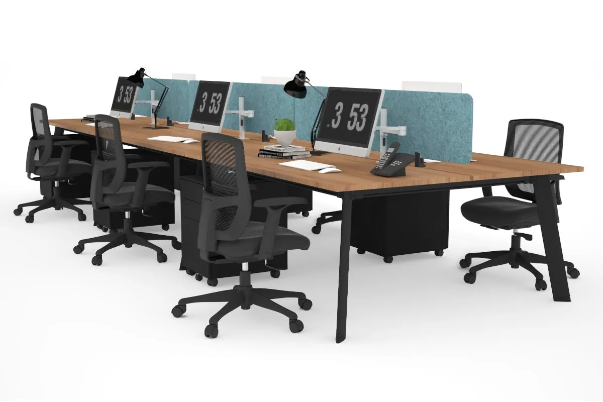Switch - 6 Person Workstation Black Frame [1200L x 800W with Cable Scallop]