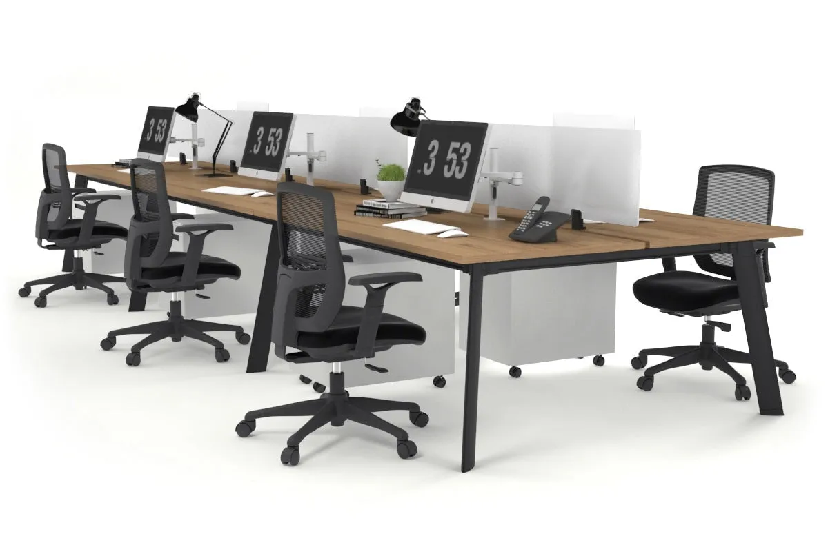 Switch - 6 Person Workstation Black Frame [1200L x 800W with Cable Scallop]