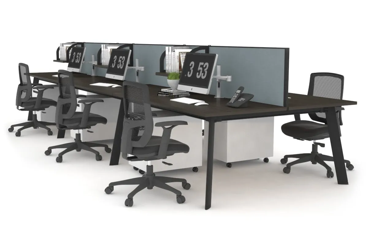 Switch - 6 Person Workstation Black Frame [1200L x 800W with Cable Scallop]