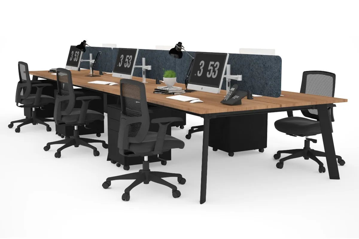 Switch - 6 Person Workstation Black Frame [1200L x 800W with Cable Scallop]