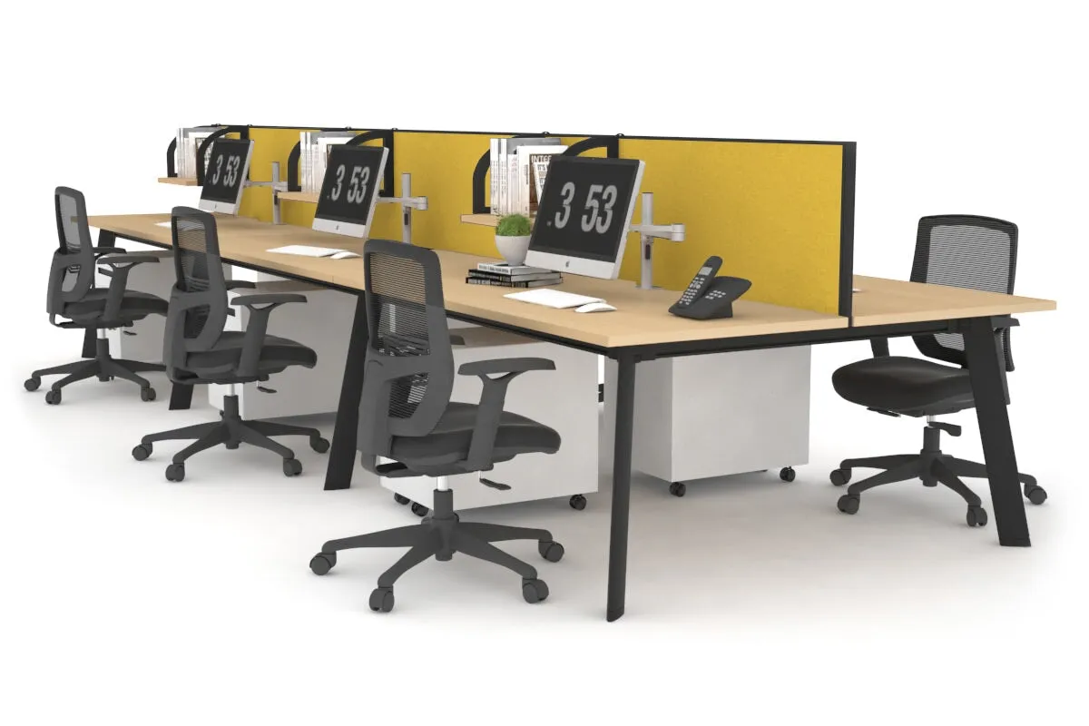 Switch - 6 Person Workstation Black Frame [1200L x 800W with Cable Scallop]