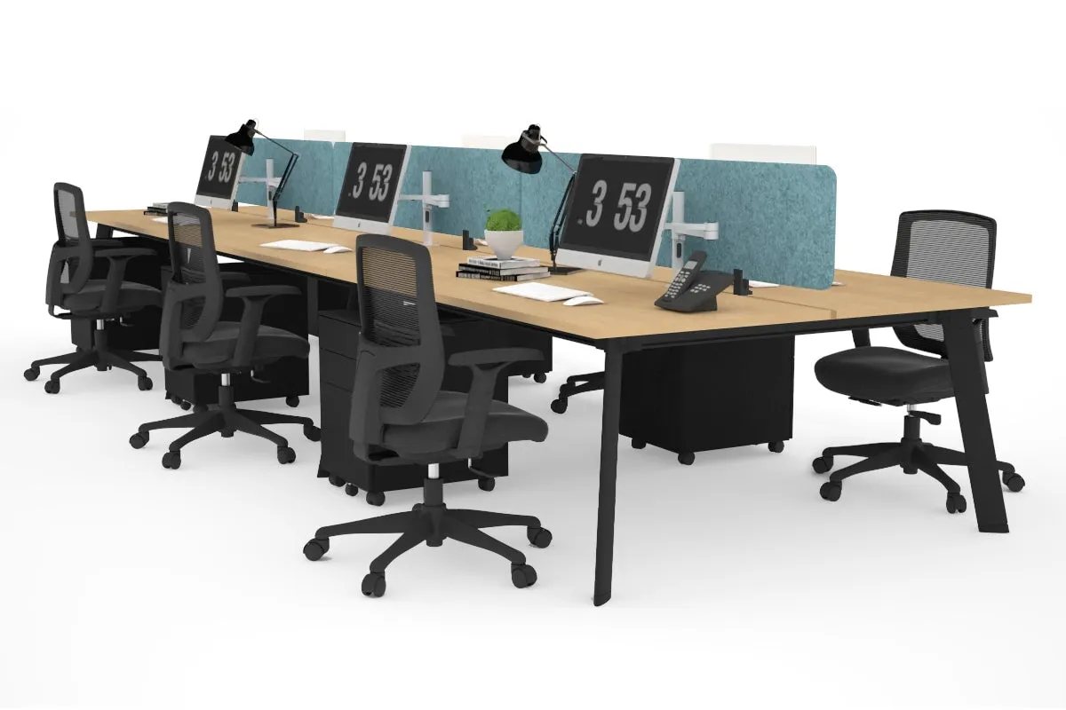 Switch - 6 Person Workstation Black Frame [1200L x 800W with Cable Scallop]
