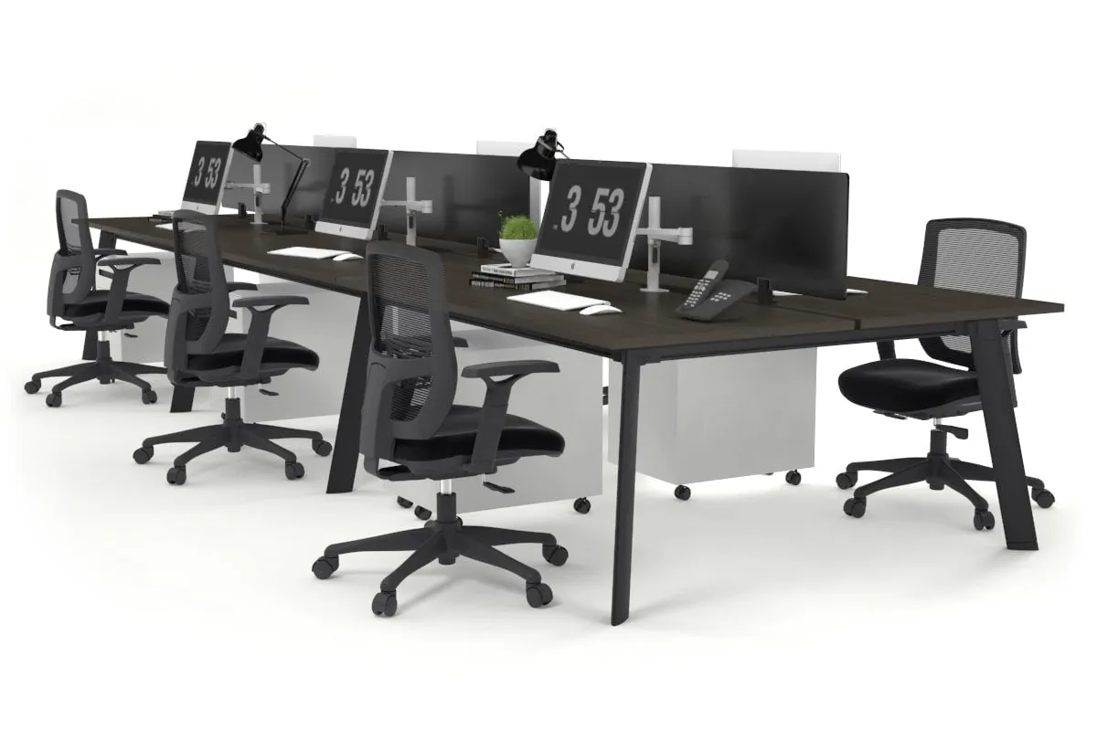 Switch - 6 Person Workstation Black Frame [1200L x 800W with Cable Scallop]