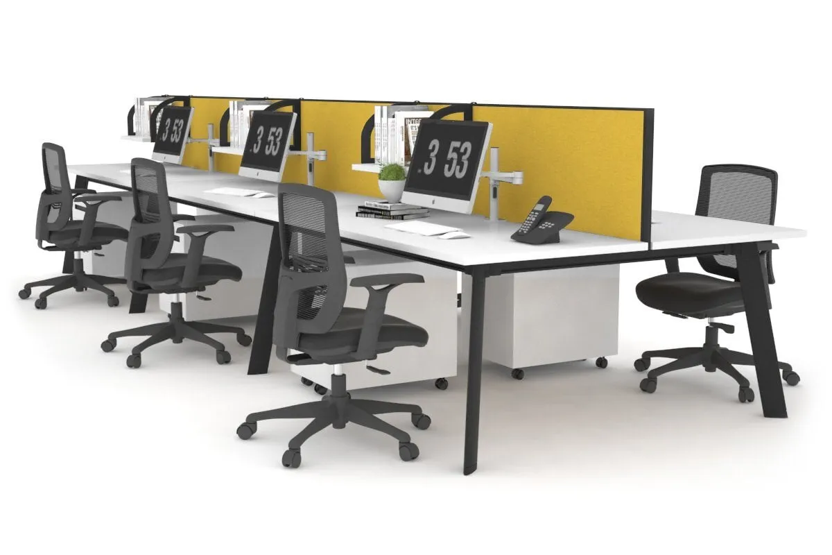 Switch - 6 Person Workstation Black Frame [1200L x 800W with Cable Scallop]
